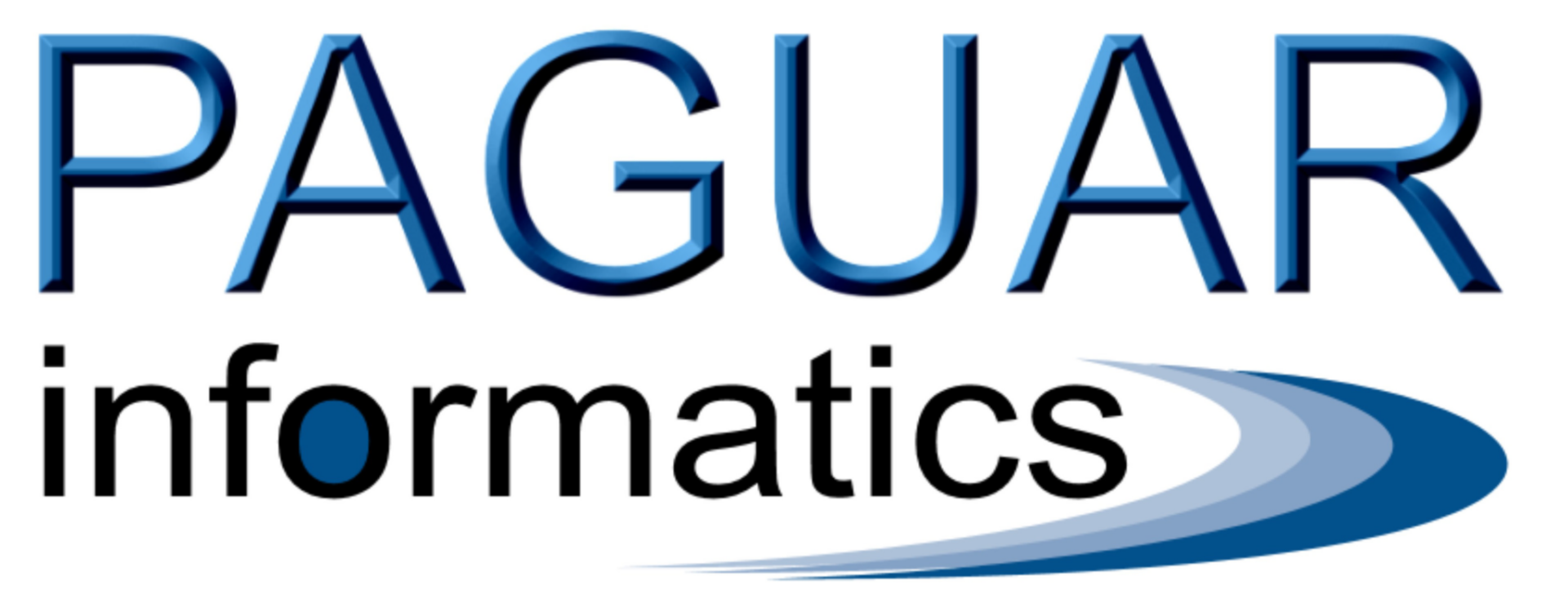 A blue and white logo for guard informatics